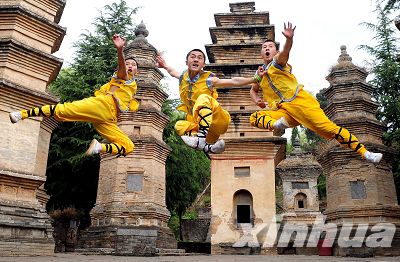 他们分布在少林寺内的各个主要景点,为游客演练少林传统功法和各种